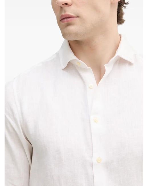 Benetton White Long-Sleeve Button-Up Shirt for men