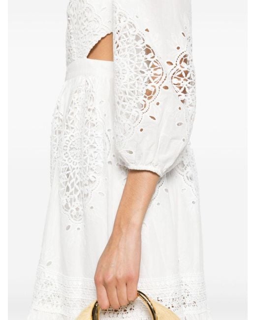 Evarae White Cara Lace-embroidered Maxi Dress