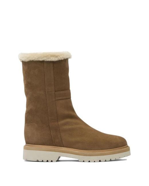 MARETTO® Brown Shearling-Trim Suede Boots