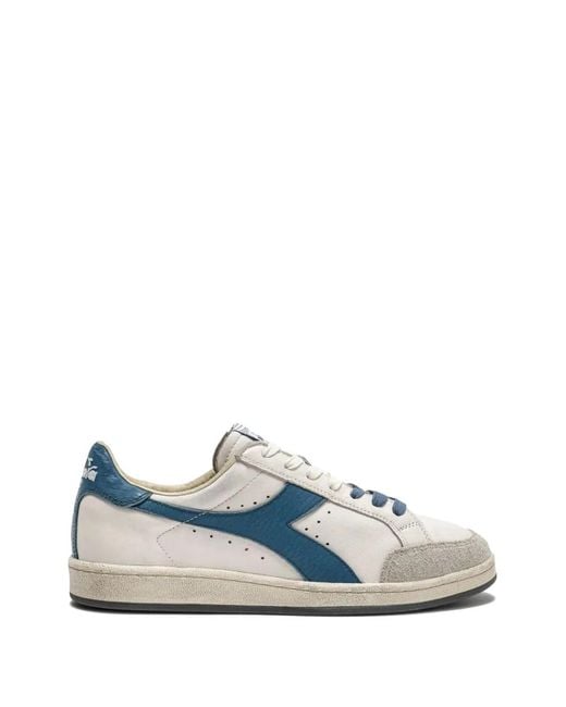 Diadora Blue Prestige Used Leather Sneakers for men