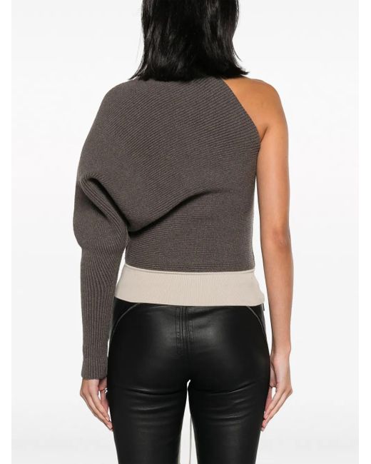 Pull Nervuré À Épaules Dénudées Rick Owens en coloris Gray