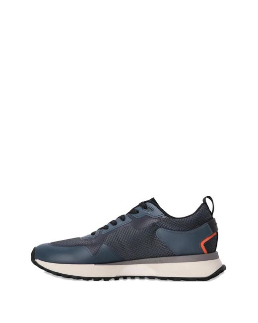 Boss Blue Mesh-Panelled Sneakers for men