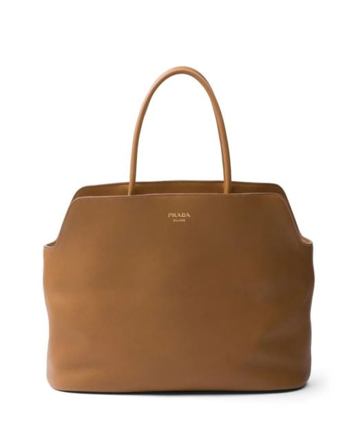 Borsa Tote Grande di Prada in Brown