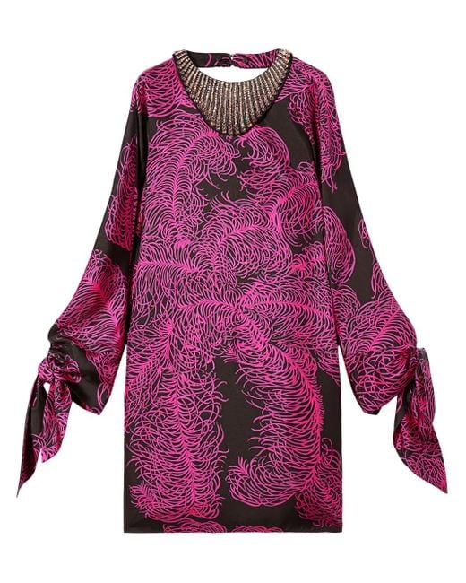 Emilio Pucci Purple Struzzo-Print Silk Kaftan