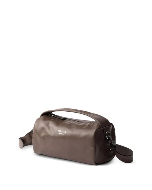 Prada Brown Leather Shoulder Bag for men