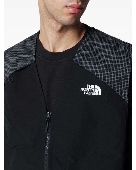 The North Face Blue Grid-Pattern Logo-Print Vest for men