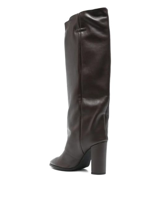 GISÉL MOIRÉ Gray 95Mm Calf Leather Knee-High Boots