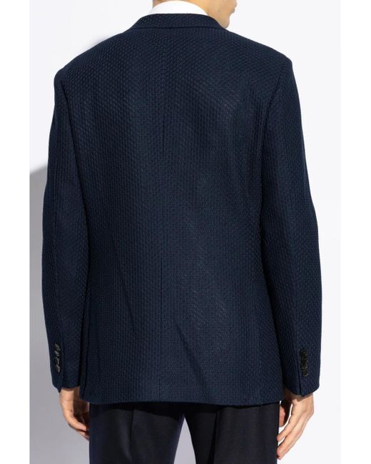 Etro Blue Cotton Notched Lapel Blazer for men