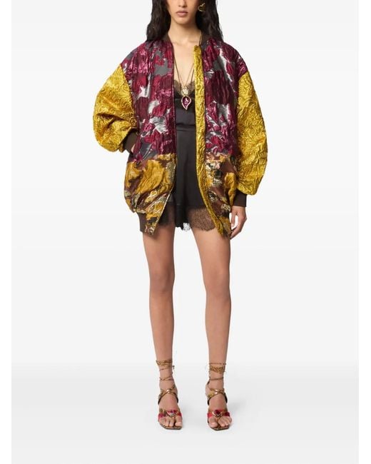 Nina Ricci Red Jacquard Patchwork Bomber