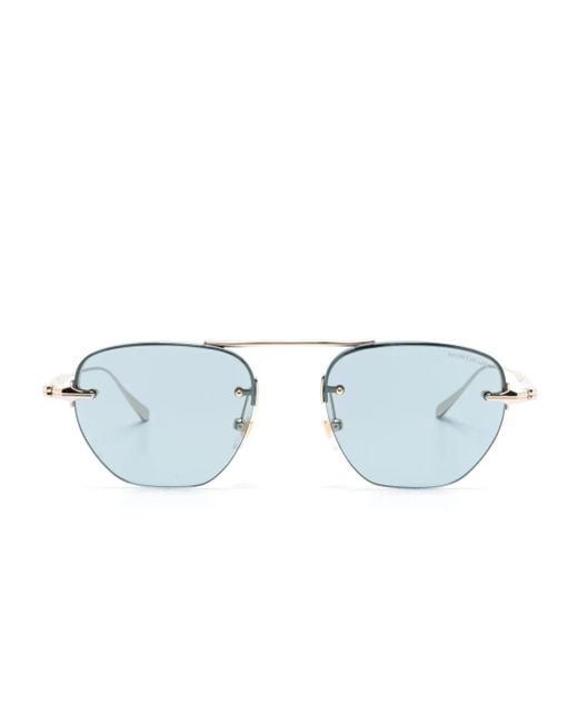 Montblanc Blue Pilot-Frame Sunglasses