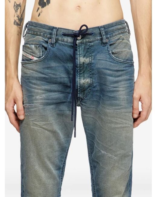 DIESEL Blue Regular 2032 D-Krooley Drawstring Jeans for men