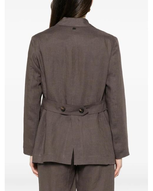 Panicale Brown Belted Single-Breasted Jacket