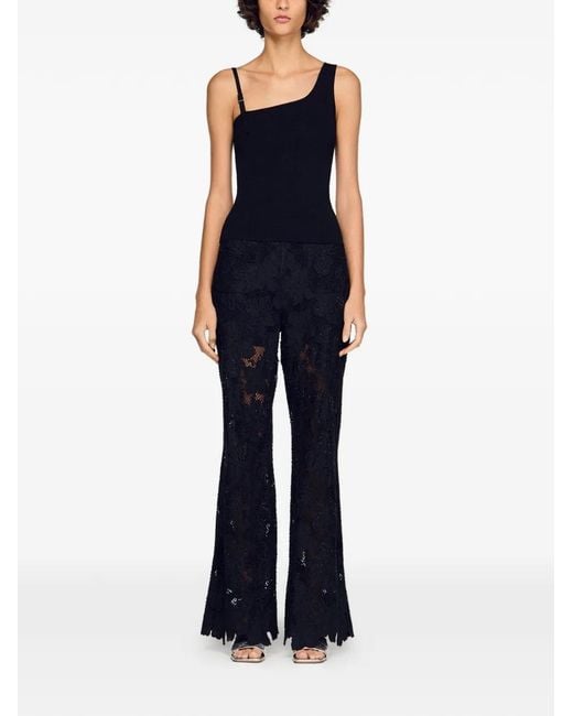 Sandro Black Asymmetric Knit Top
