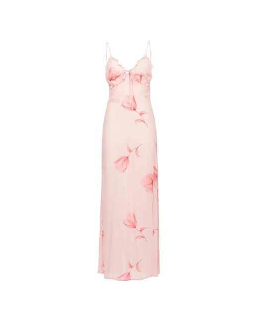 Mar De Margaritas Pink Riley Floral-Print Ruffled Maxi Dress