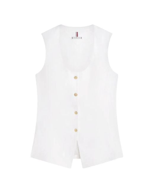 Tommy Hilfiger White Buttoned Waistcoat