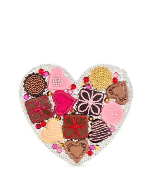 Judith Leiber Pink Heart Chocolate Box Clutch Bag