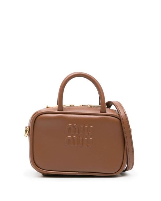 Miu Miu Brown Handtasche mit Logo-Prägung
