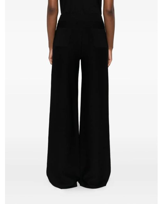 Eric Bompard Black Elastic-Waist Palazzo Pants