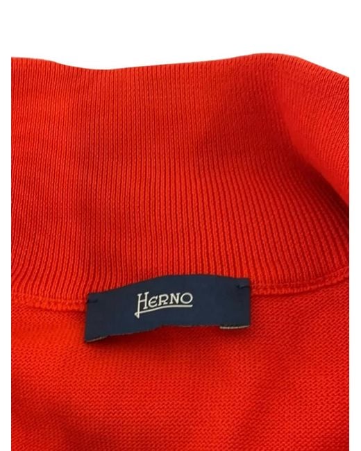 Herno Red Hooded Zip-Up Hoodie for men