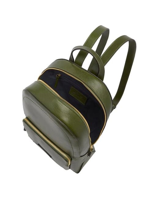 The Bridge Green Leather Front-Pocket Backpack