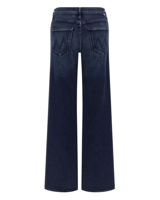 Mother Blue Cropped Wide-Leg Jeans With Classic Five-Pocket Design