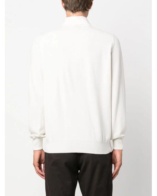 Brunello Cucinelli White Cashmere Polo Shirt for men
