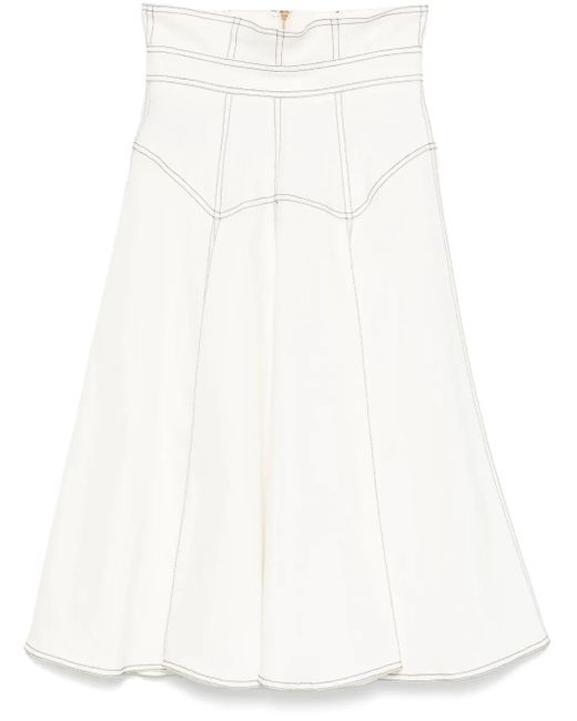 Murmur White Underline Midi Skirt