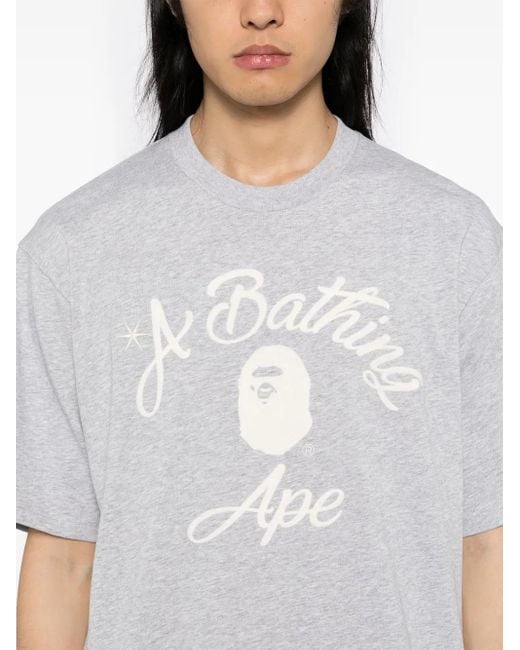 A Bathing Ape White Chain Stitch College T-Shirt for men