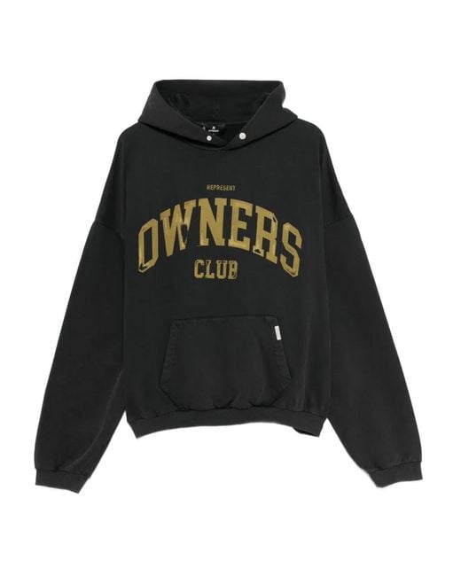 Represent Black Classic Hoodie With Logo Print for men