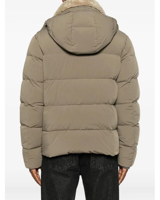Moorer Brown Shearling-Collar Padded Jacket for men