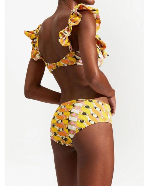 LaDoubleJ Metallic Ruffle Bikini Top