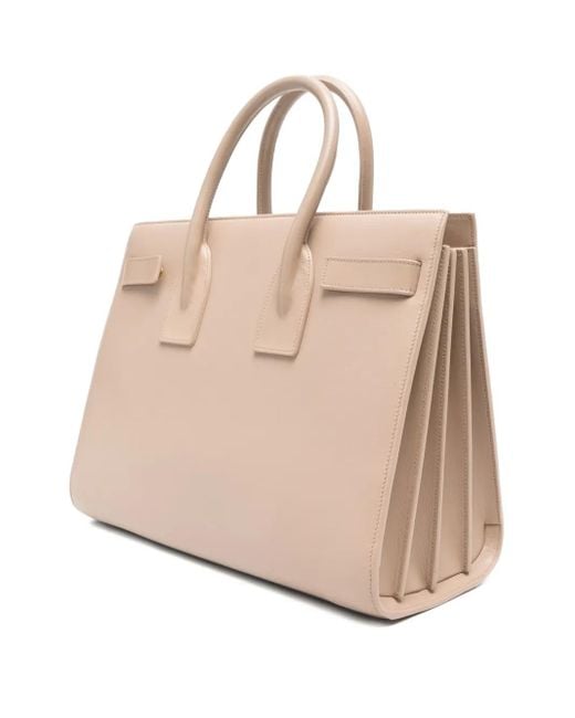 Saint Laurent Natural Sac De Jour Leather Tote Bag