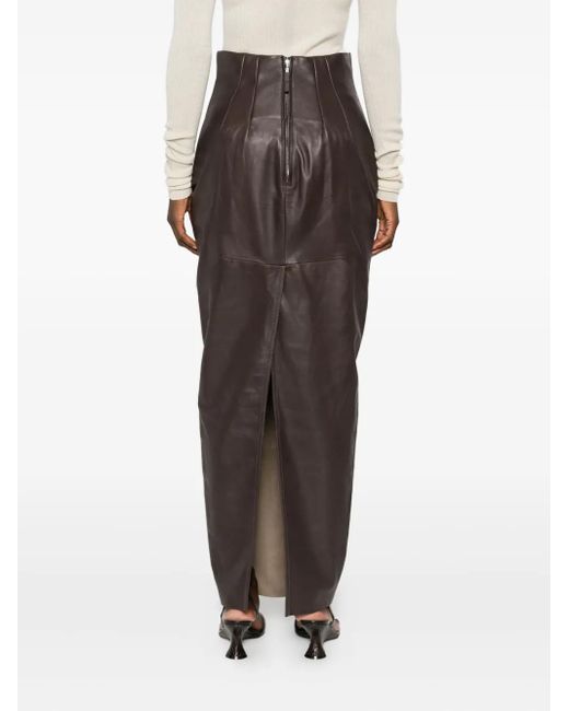 Rick Owens パネル レザースカート Gray