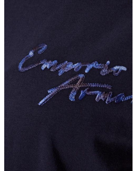 T-Shirt À Logo Brodé Emporio Armani en coloris Blue