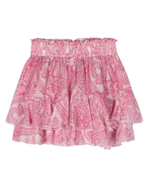 Mc2 Saint Barth Pink Cotton And Silk Mini Skirt With Paisley Print