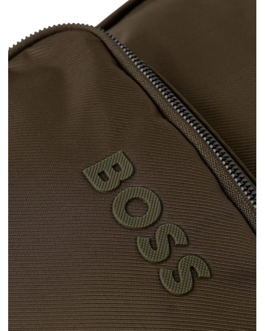 Boss Brown Logo-Plaque Backpack for men