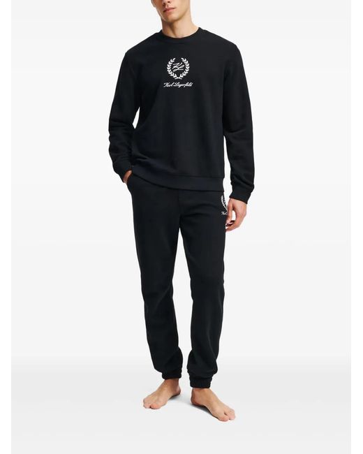 Karl Lagerfeld Black Elasticated-Cuff Track Pants for men