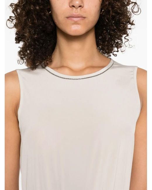 Peserico White Embellished Sleeveless Top