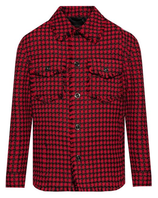 Versace Red Tweed Shirt Jacket for men