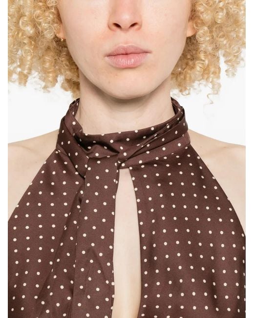 Posse Brown Phoebe Polka-Dot Top