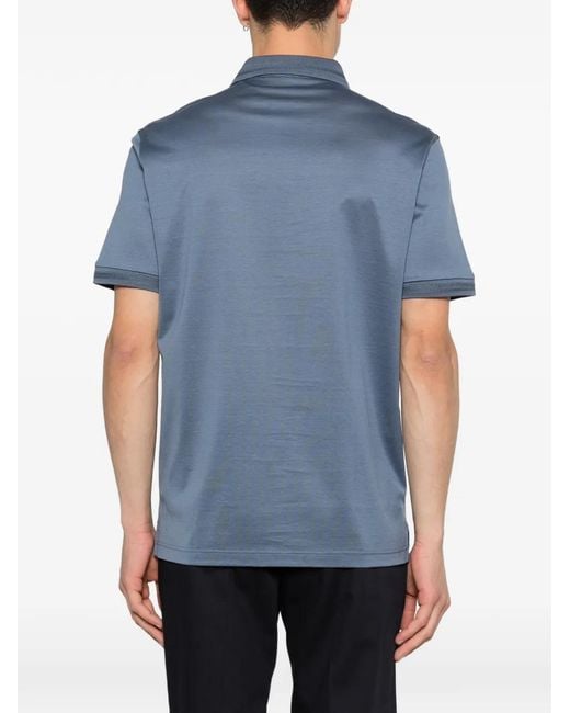 Corneliani Blue Short-Sleeve Polo Shirt for men