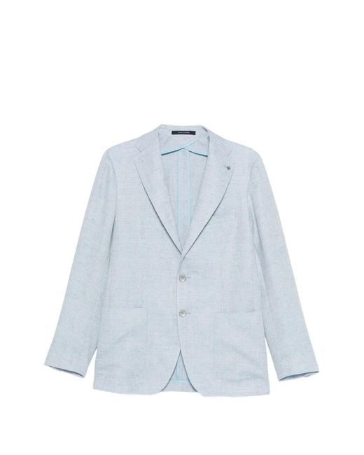 Tagliatore Blue Logo-Pin Blazer for men