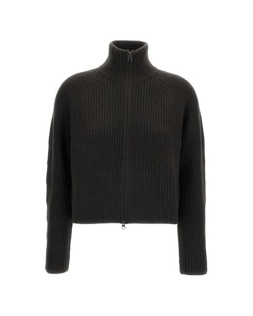 Lisa Yang Black Heavy-Knit Zip-Up Sweater