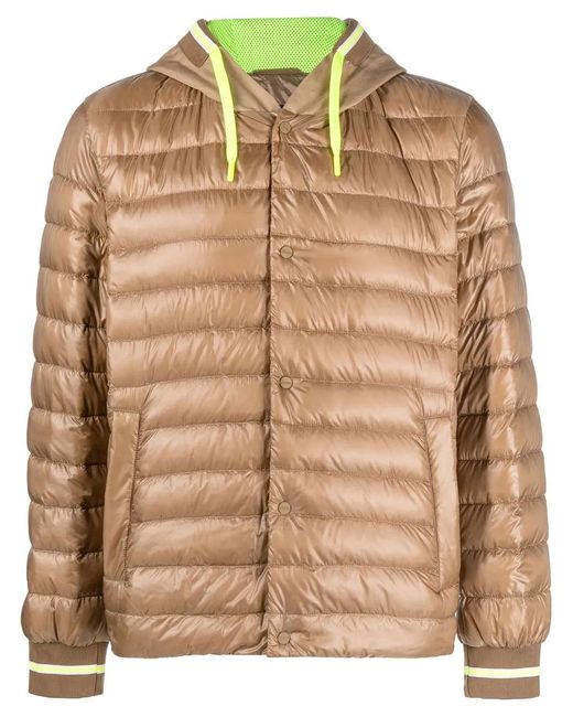 Herno Brown Drawstring Hooded Down Jacket for men