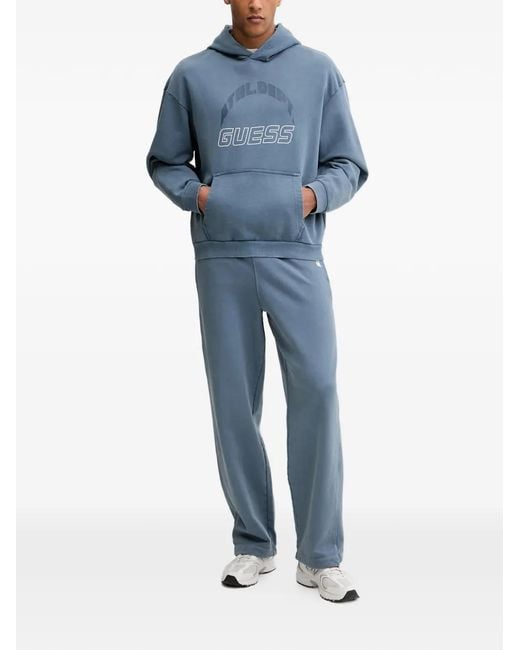 Guess Blue Logo-Print Drawstring Track Pants for men