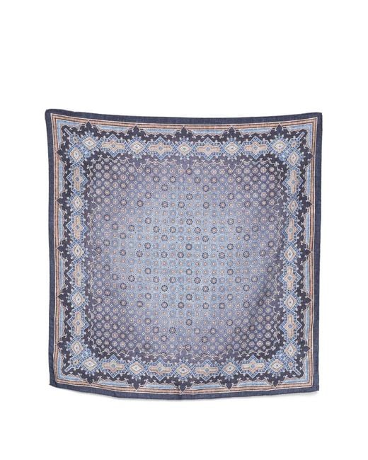 Dell'Oglio Blue Tokio Printed Scarf for men