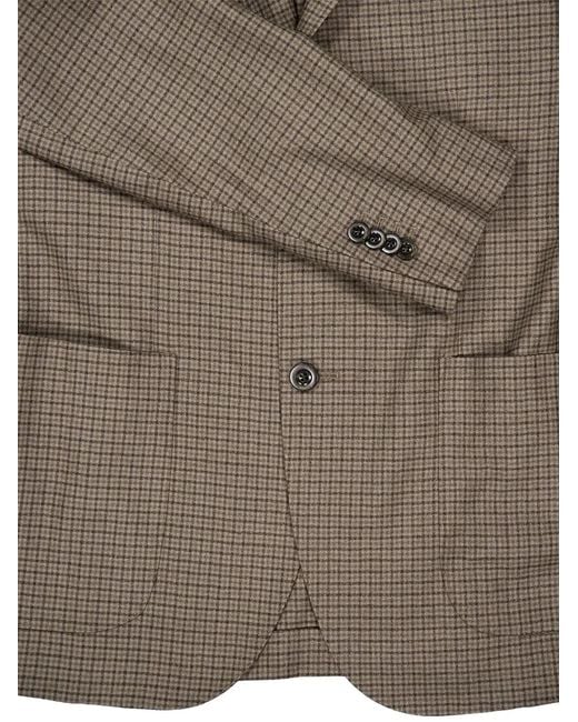 Boglioli Brown Single-Breasted Checked Blazer for men