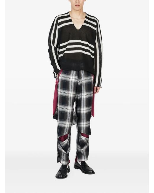 Sulvam Black Checked Trousers for men