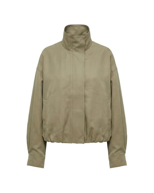MEIMEIJ Green Veste À Col Montant Et Ourlet Élastiqué