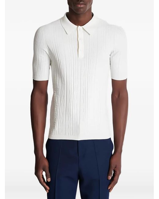 Balmain Pb Labyrinth Gebreid Poloshirt in het White voor heren